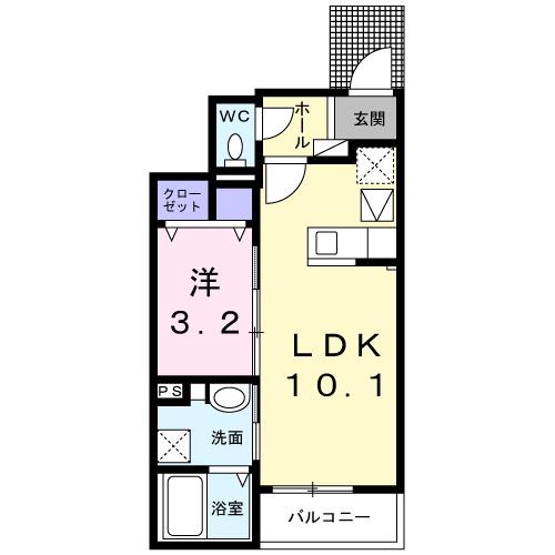 トイロ真時(1LDK/1階)の間取り写真
