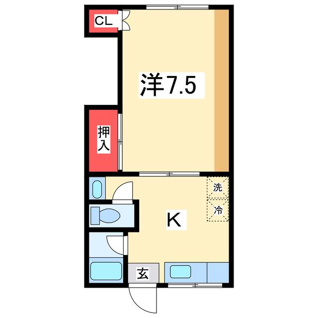 ハイツ八潮(1K/1階)の間取り写真