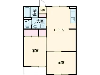 マンション浅名(2LDK/1階)の間取り写真
