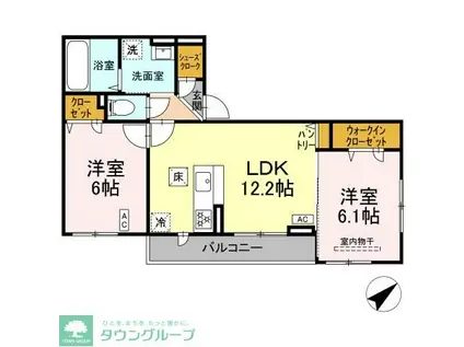 BLANC CUBE(2LDK/1階)の間取り写真