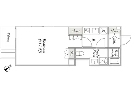 LUMIEC UN UEHARA ルミークアン上原(1K/1階)の間取り写真