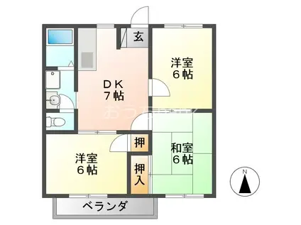 カトルセゾンB(3DK/1階)の間取り写真