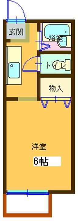 サンライフ・アイE棟(1K/2階)の間取り写真