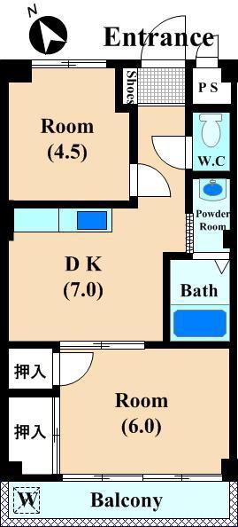 ニューハイム島田(2DK/2階)の間取り写真