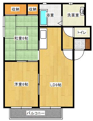 キャトルセゾンD(2LDK/1階)の間取り写真