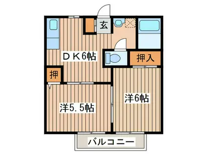 KOZUVILLAGEA(2DK/1階)の間取り写真