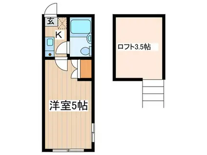アスコット西国立(1K/2階)の間取り写真