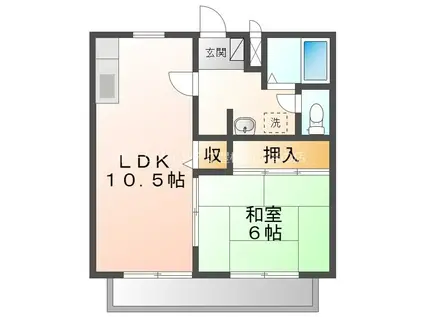 ユトリロ大岩(1LDK/2階)の間取り写真