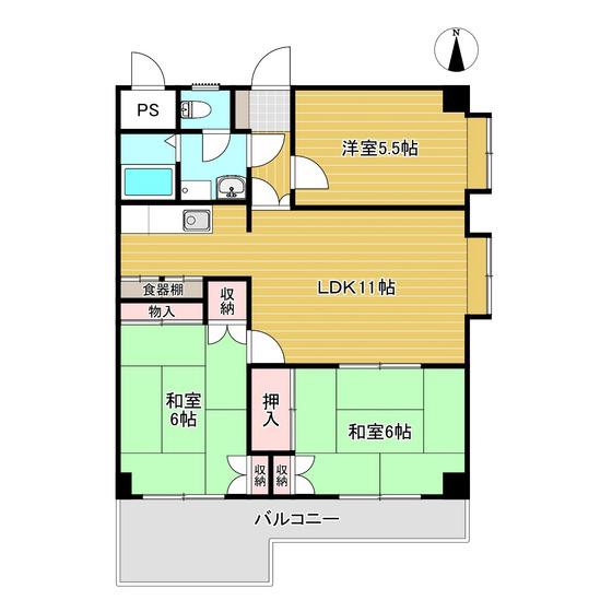 サンク開成(3LDK/2階)の間取り写真