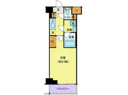 GENOVIA本羽田SKYGARDEN(1K/6階)の間取り写真