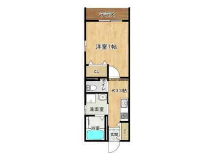 ティーズスタイル西栄田(1K/1階)の間取り写真