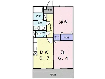 リバティツインII(2DK/1階)の間取り写真
