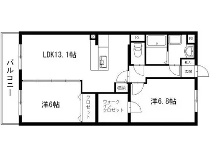 エスポワール(2LDK/3階)の間取り写真