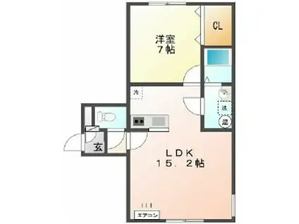 Mハイツ宮の森8(1LDK/1階)の間取り写真