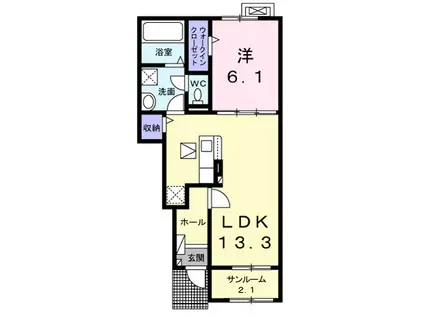 フォレスターナ ココA(1LDK/1階)の間取り写真