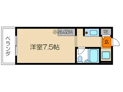 プロスパコート(1K/4階)の間取り写真