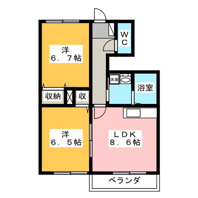 グレイスタウン緑ヶ丘F(2DK/1階)の間取り写真