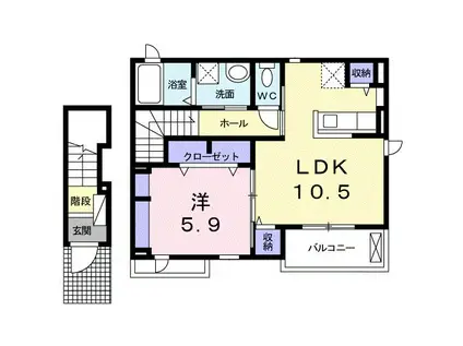 ラビエール(1LDK/2階)の間取り写真