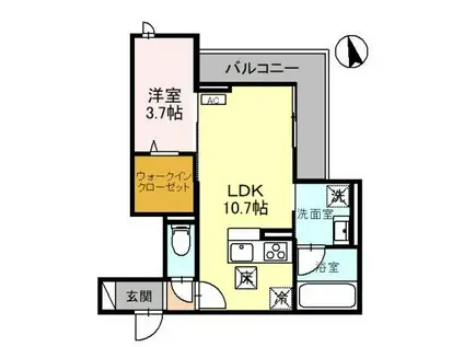 D-GLANZ宿郷(1LDK/1階)の間取り写真