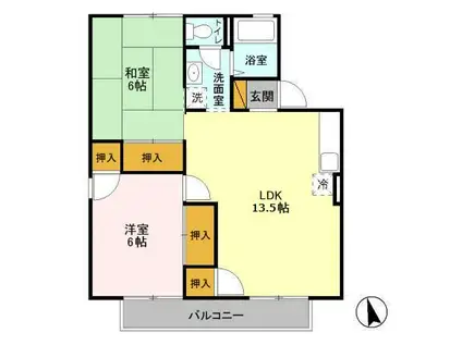 セジュールフジサクA(2LDK/2階)の間取り写真