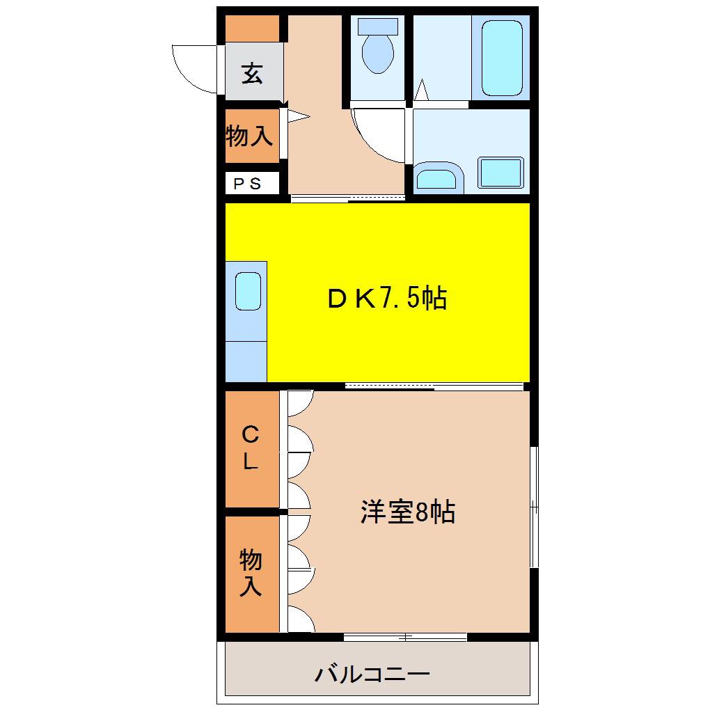 ディッツオ・東口(1DK/2階)の間取り写真