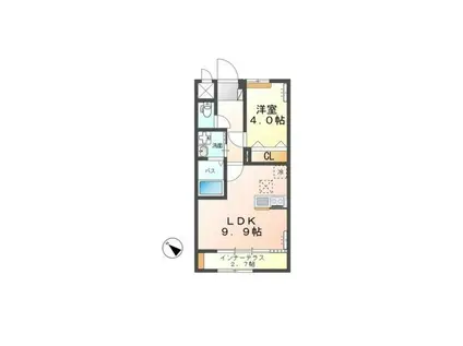 グラティテュード・K(1LDK/1階)の間取り写真