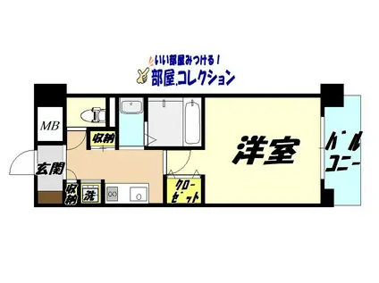 ラフィナーレアースコート魚町(1K/5階)の間取り写真