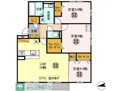 ティアラI(3LDK/3階)の間取り写真