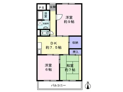 イナガキマンション(3DK/3階)の間取り写真