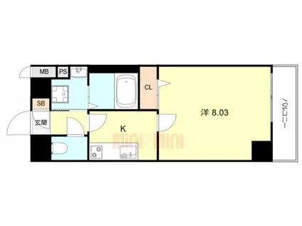 杭瀬本町1丁目PJ(1K/9階)の間取り写真