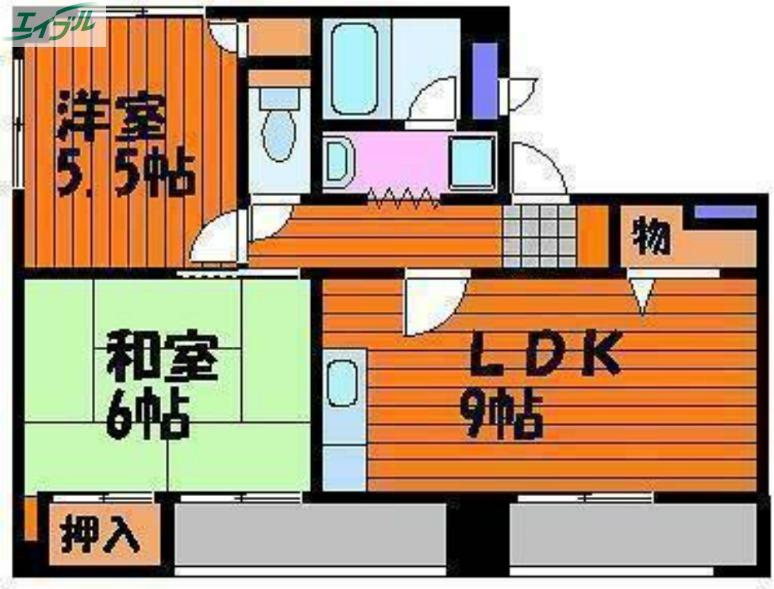 フレンズ東古松(2LDK/4階)の間取り写真