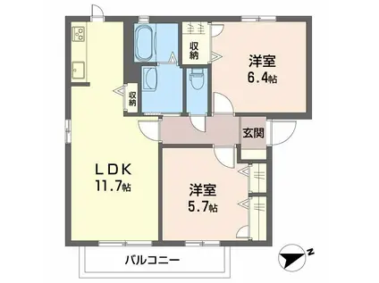 パルケ・アミスタI・II・III(2LDK/2階)の間取り写真