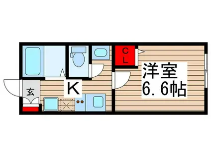 パークライフ松戸(1K/2階)の間取り写真