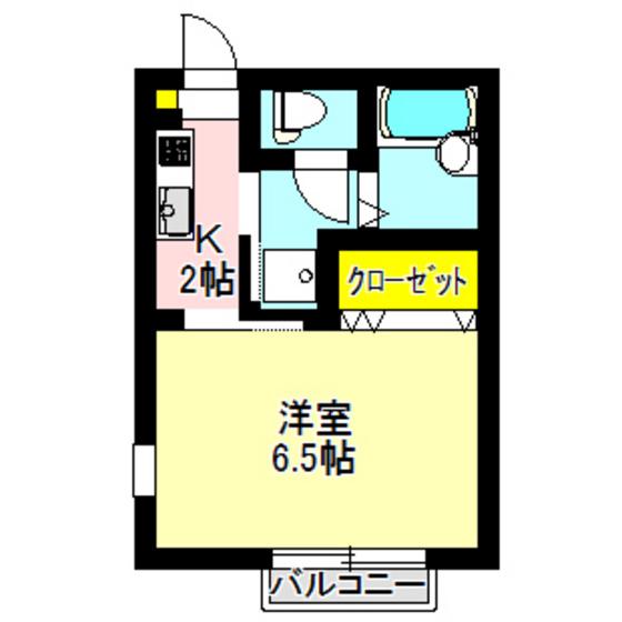 エトス12 B棟(1K/2階)の間取り写真