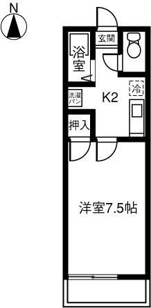 グリーンハイム(1K/1階)の間取り写真