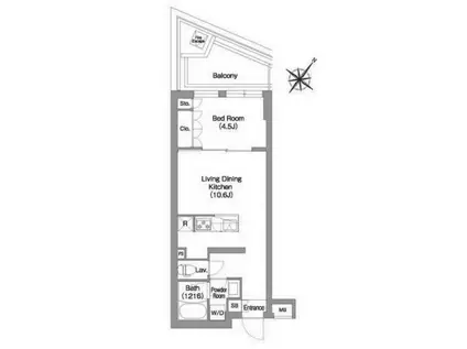 コンフォリア・リヴ渋谷本町(1LDK/4階)の間取り写真