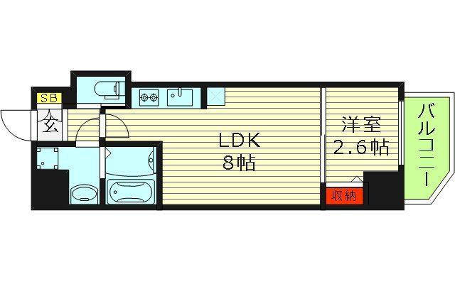 スワンズシティ大阪クレアスト(1LDK/3階)の間取り写真