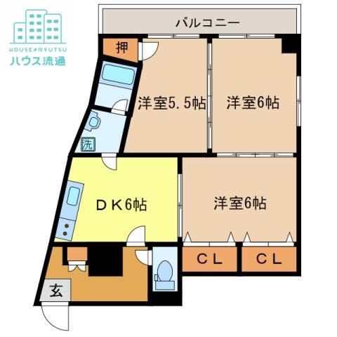 アンダーロック宝町(3LDK/5階)の間取り写真