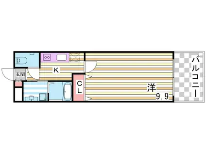 ラ・プレイリー(1K/2階)の間取り写真