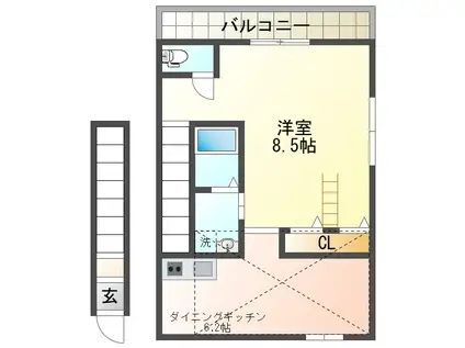 レグルス新明(1DK/2階)の間取り写真