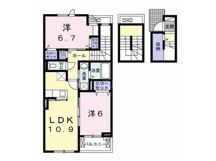イーストフィールドI(2LDK/3階)の間取り写真