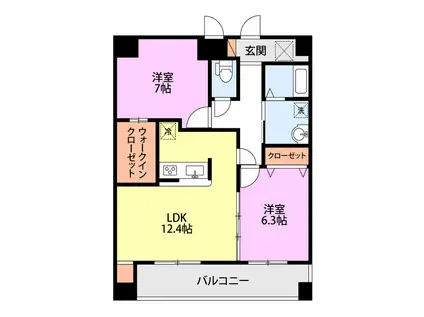 グレイスハイツ東中通タワー(2LDK/12階)の間取り写真