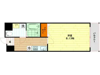 ドゥエリング梅田(1K/7階)の間取り写真