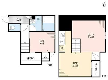 ADC熊本東ベース(1LDK/1階)の間取り写真