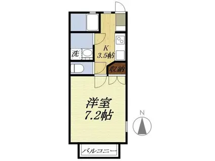 ルノワール(1K/2階)の間取り写真