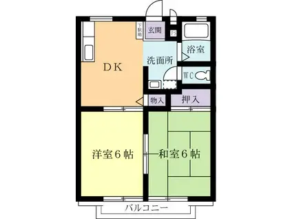 マイシティライフ6番館(2DK/2階)の間取り写真