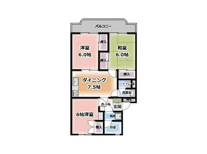 サンライフあけぼの(3DK/4階)の間取り写真