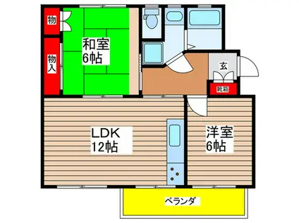 幸町団地10街区5号棟(2LDK/1階)の間取り写真