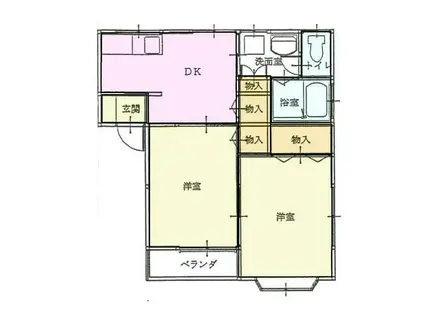 ウエスティンMAKI B棟(2DK/2階)の間取り写真