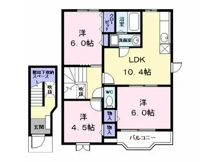 エクセルコート美和2(3LDK/2階)の間取り写真